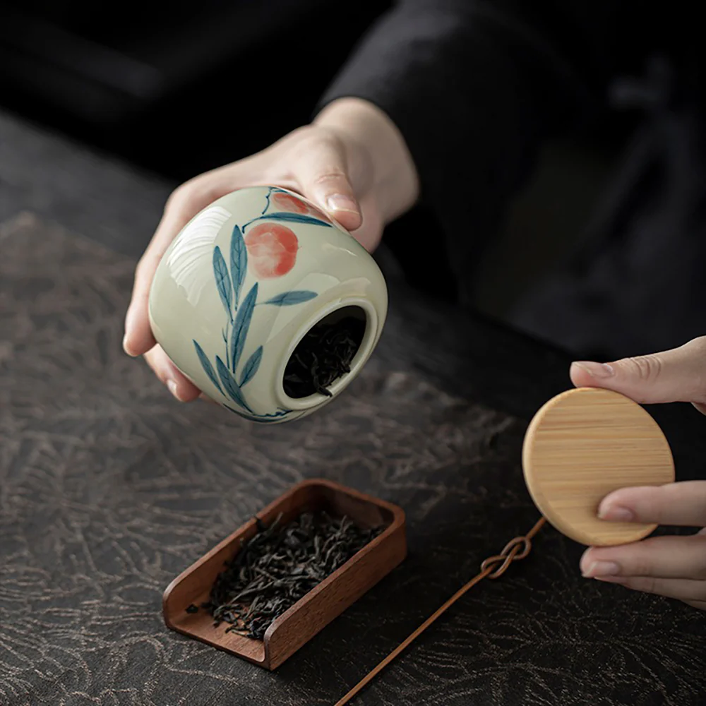 Hand-painted Ceramic Tea Caddy - Image 3