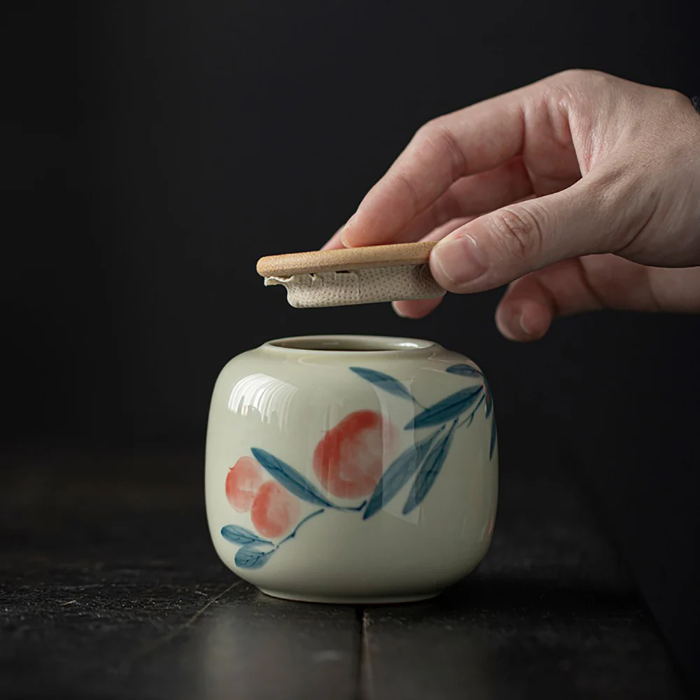 Hand-painted Ceramic Tea Caddy - Image 4