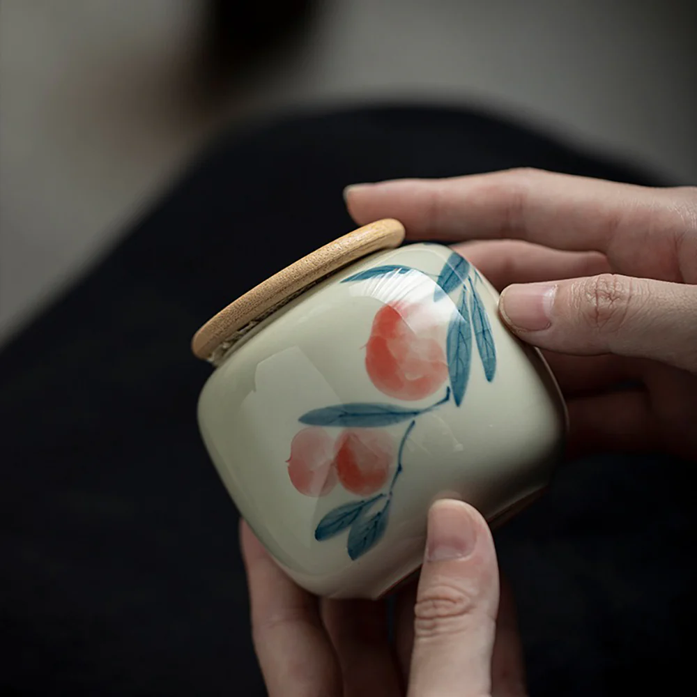 Hand-painted Ceramic Tea Caddy - Image 5