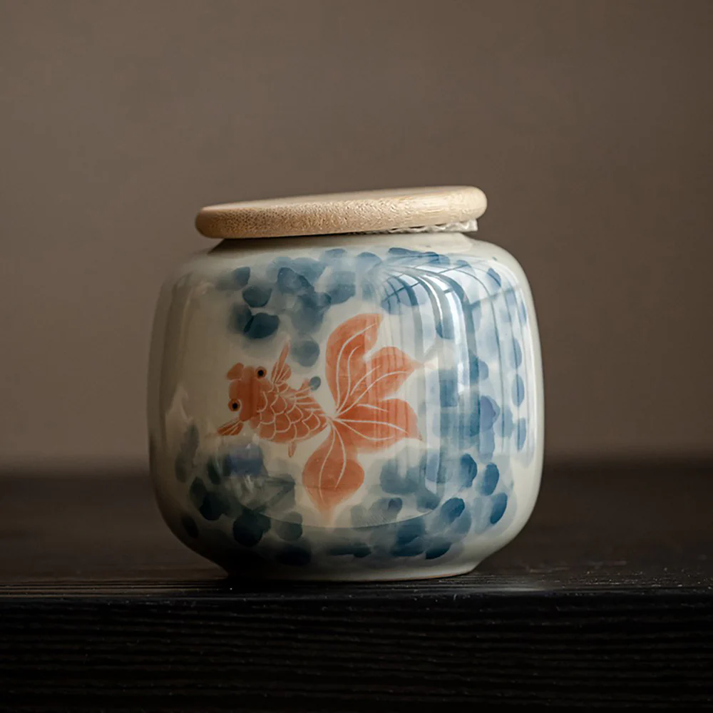Hand-painted Ceramic Tea Caddy - Image 9