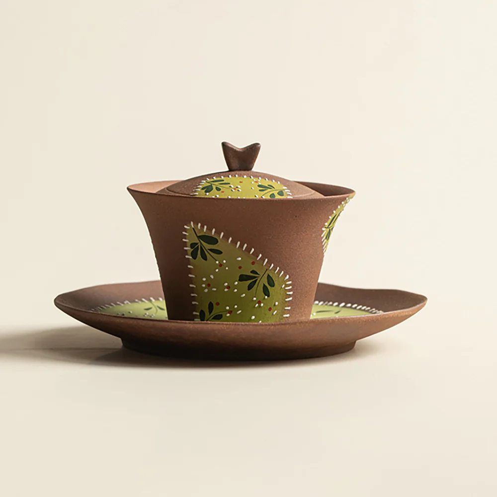 Hand Painted Daisy Patches Pottery Gaiwan