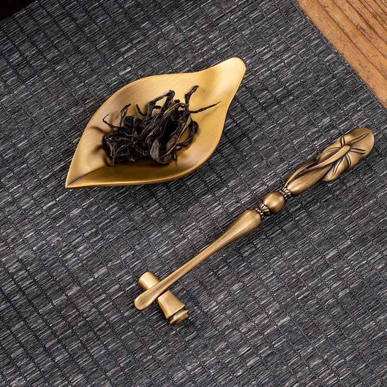 Handmade Brass Tea Holder With Lotus Spoon - Image 10