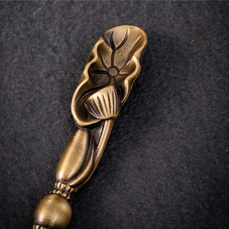 Handmade Brass Tea Holder With Lotus Spoon - Image 14