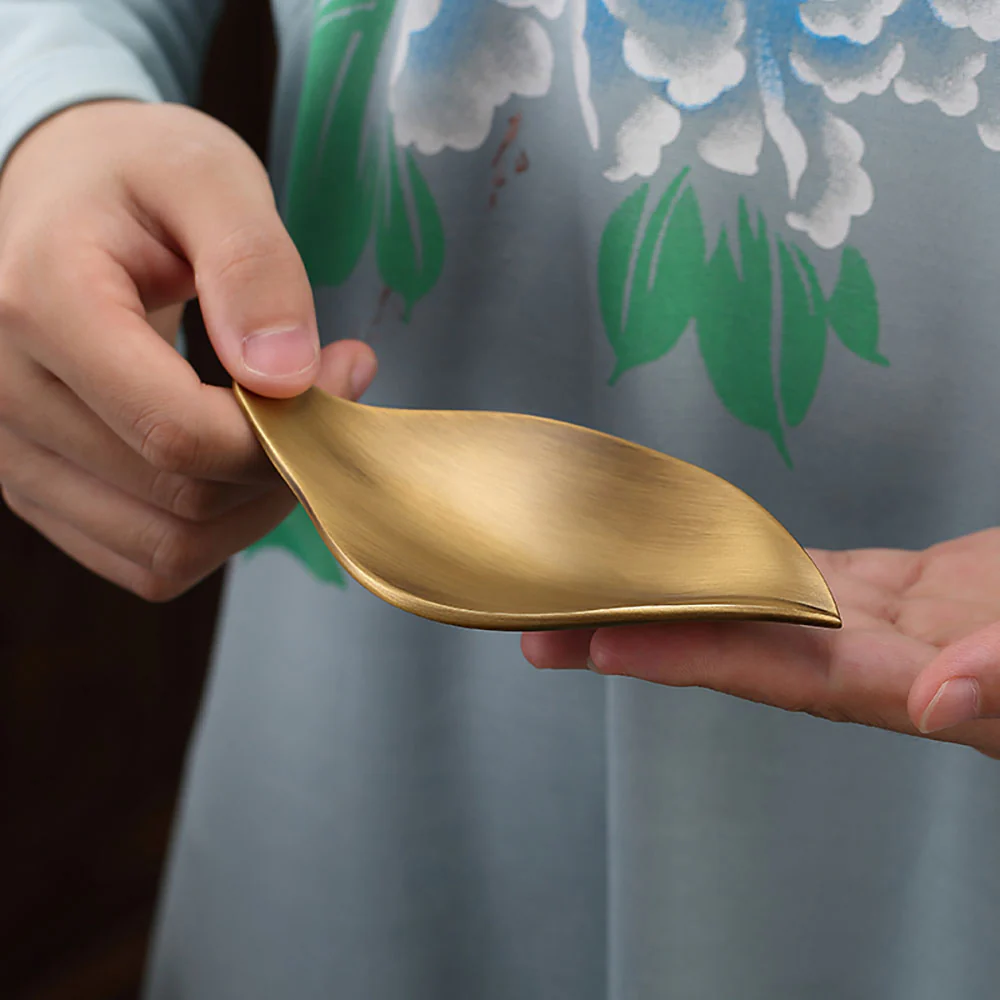 Handmade Brass Tea Holder With Lotus Spoon - Image 4