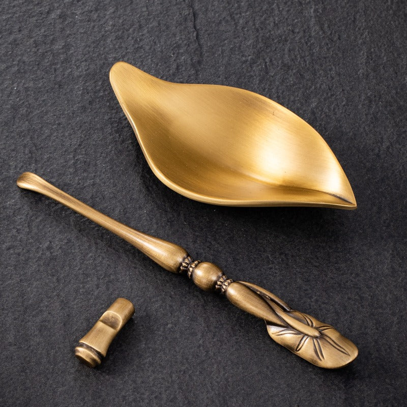 Handmade Brass Tea Holder With Lotus Spoon - Image 8