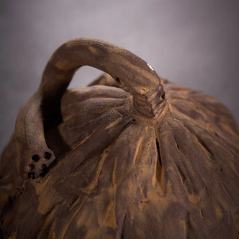 Handmade Purple Clay Lotus Seedpod Tea Pet - Image 5