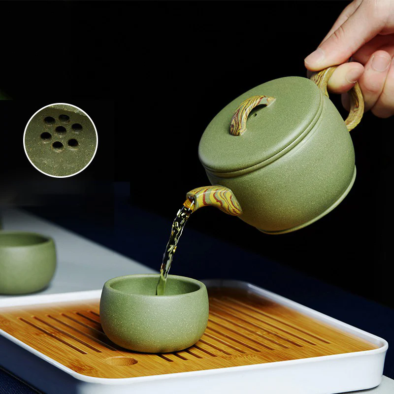 Handmade Yixing Green Clay Tea Set - Image 6