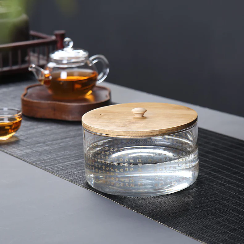 Heart Sutra Glass Tea Washer With Lid - Image 6