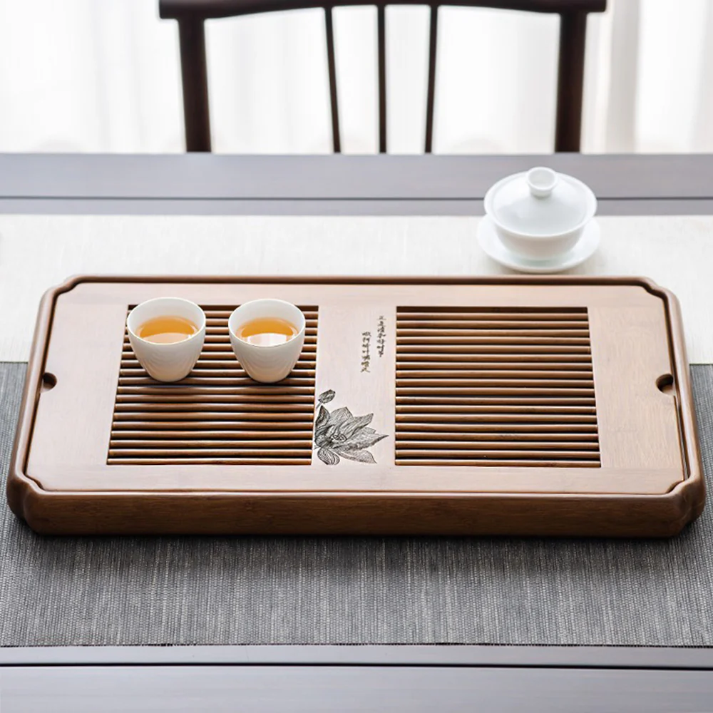 Heavy Bamboo Lotus Tea Tray - Image 2