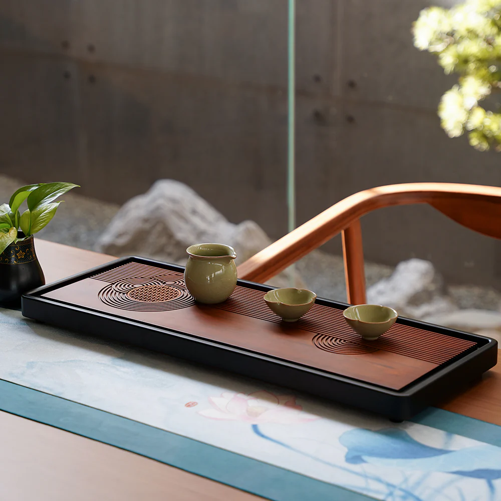 Heavy Bamboo Water Ripple Tea Tray - Image 2