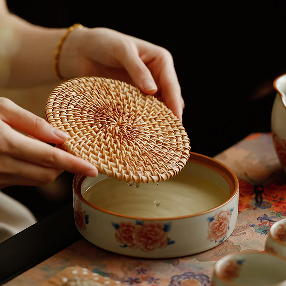 Hibiscus Flower Ruyao Porcelain Gaiwan Set - Image 7