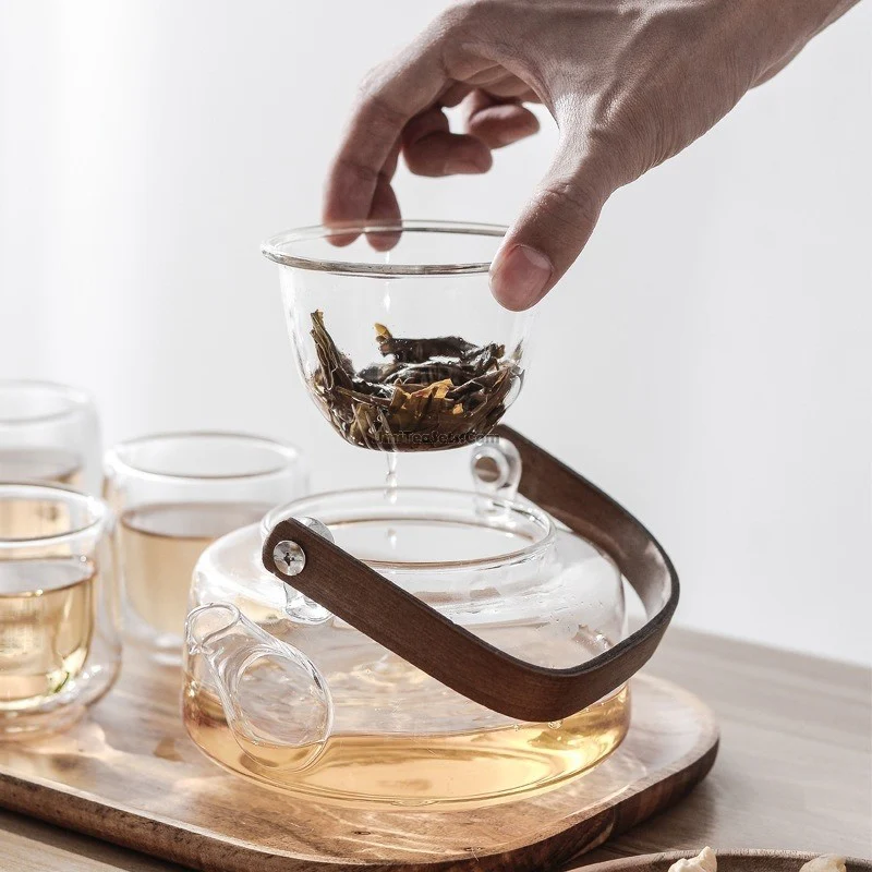 High Borosilicate Glass Tea Set With Tray - Image 3