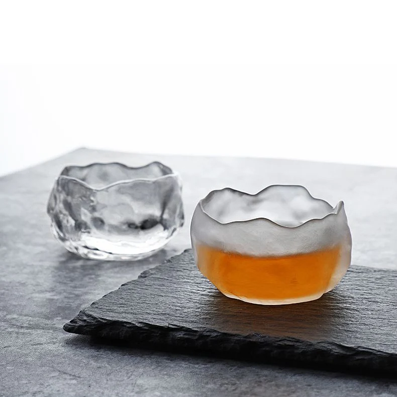 Ice Block Glass Gongfu Tea Cup With Saucer - Image 11
