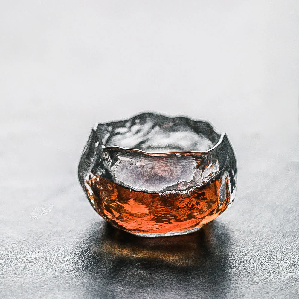 Ice Block Glass Gongfu Tea Cup With Saucer - Image 4