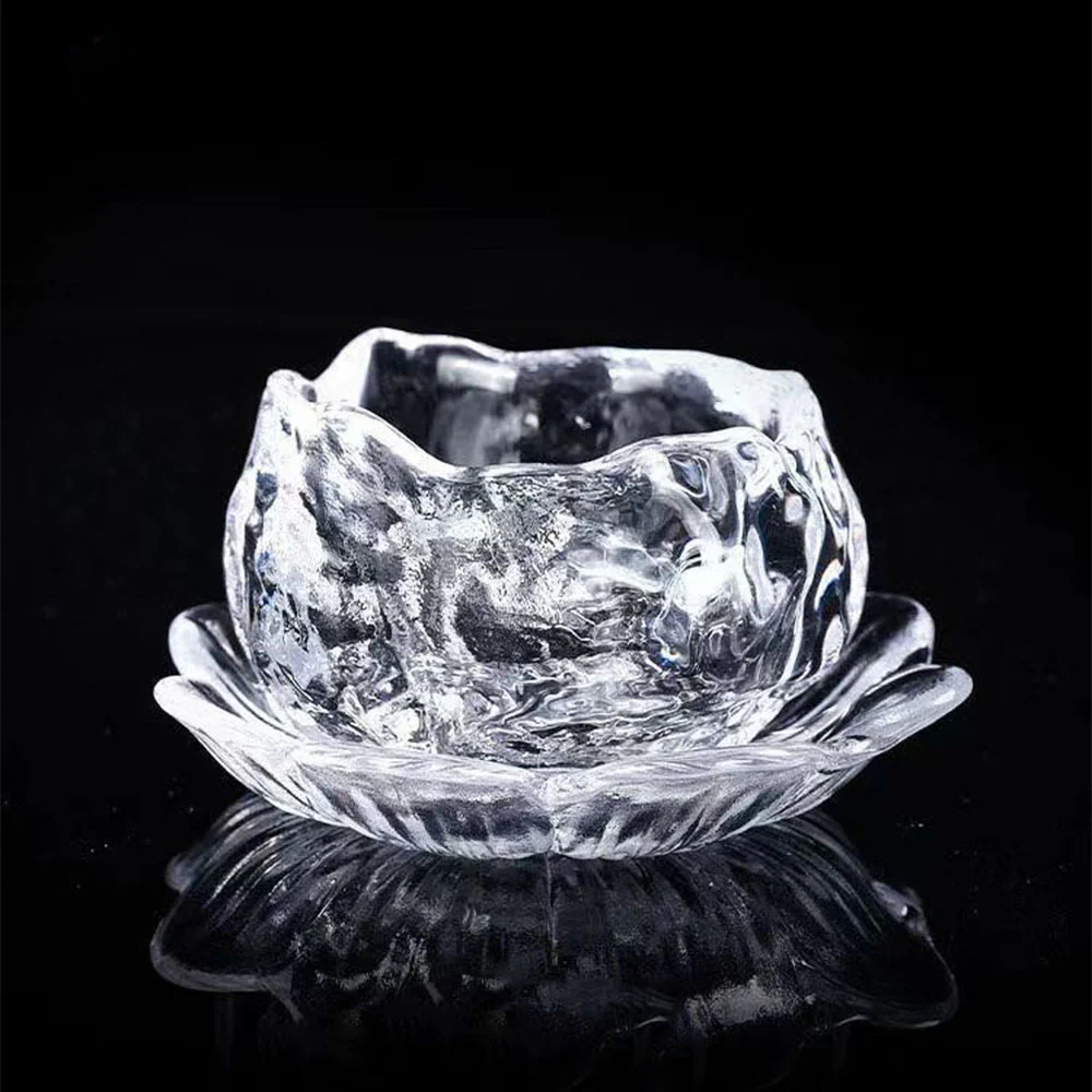 Ice Block Glass Gongfu Tea Cup With Saucer - Image 5