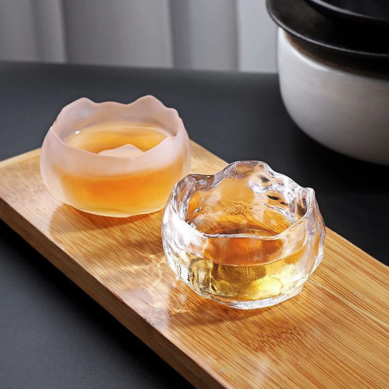 Ice Block Glass Gongfu Tea Cup With Saucer - Image 7