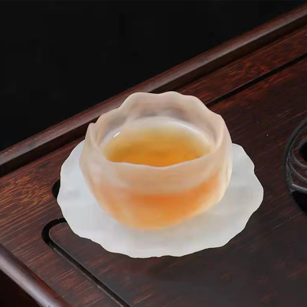 Ice Block Glass Gongfu Tea Cup With Saucer - Image 9