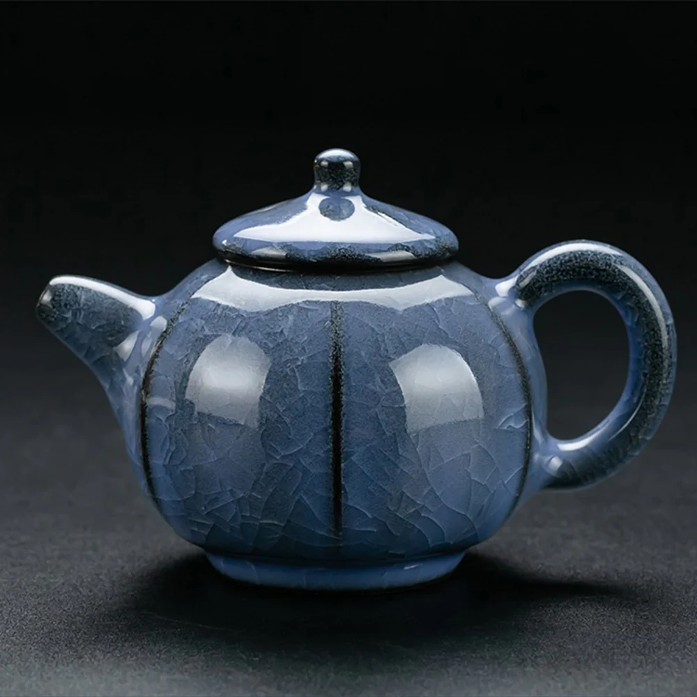 Ice Crack Blue Ceramic Tea Set - Image 3