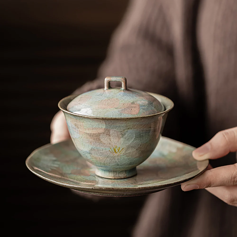Ice Crack Daisy Porcelain Gaiwan - Image 4