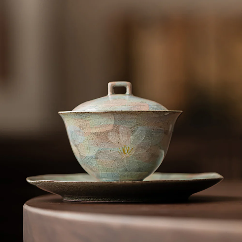 Ice Crack Daisy Porcelain Gaiwan - Image 5