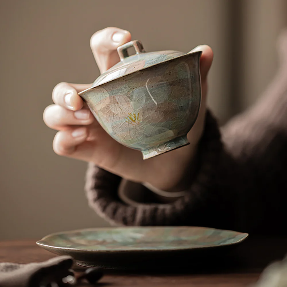 Ice Crack Daisy Porcelain Gaiwan - Image 6