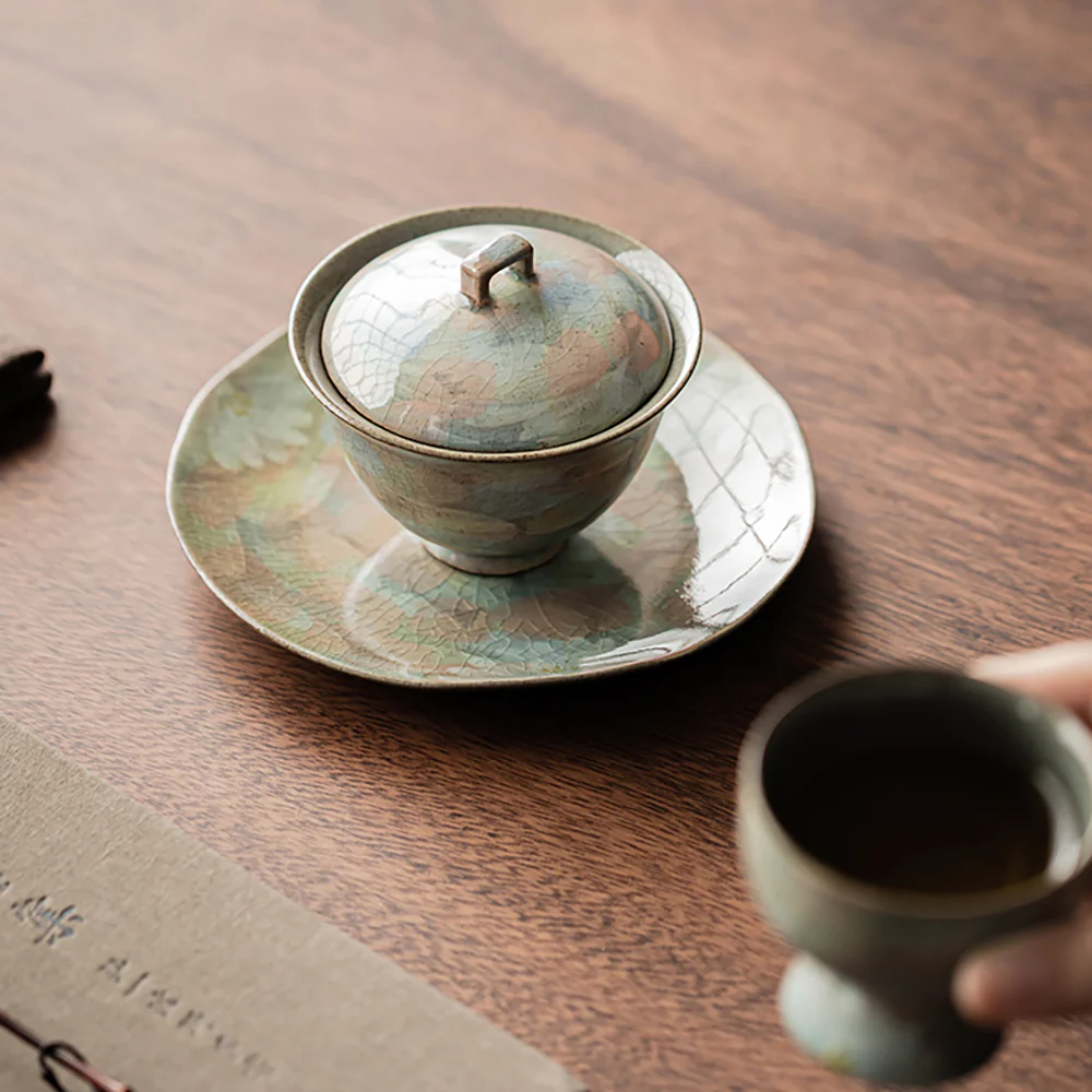 Ice Crack Daisy Porcelain Gaiwan - Image 7