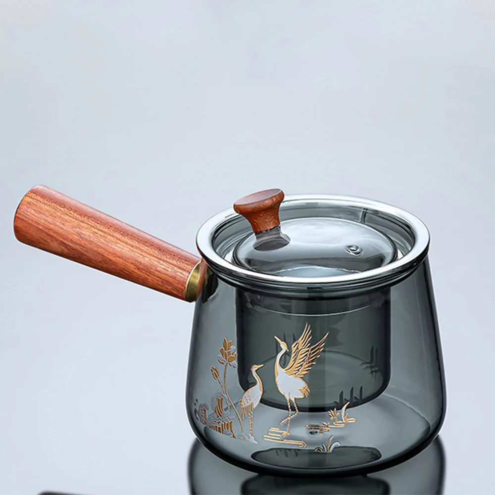 Ink Glass Tea Set With Golden Crane - Image 4