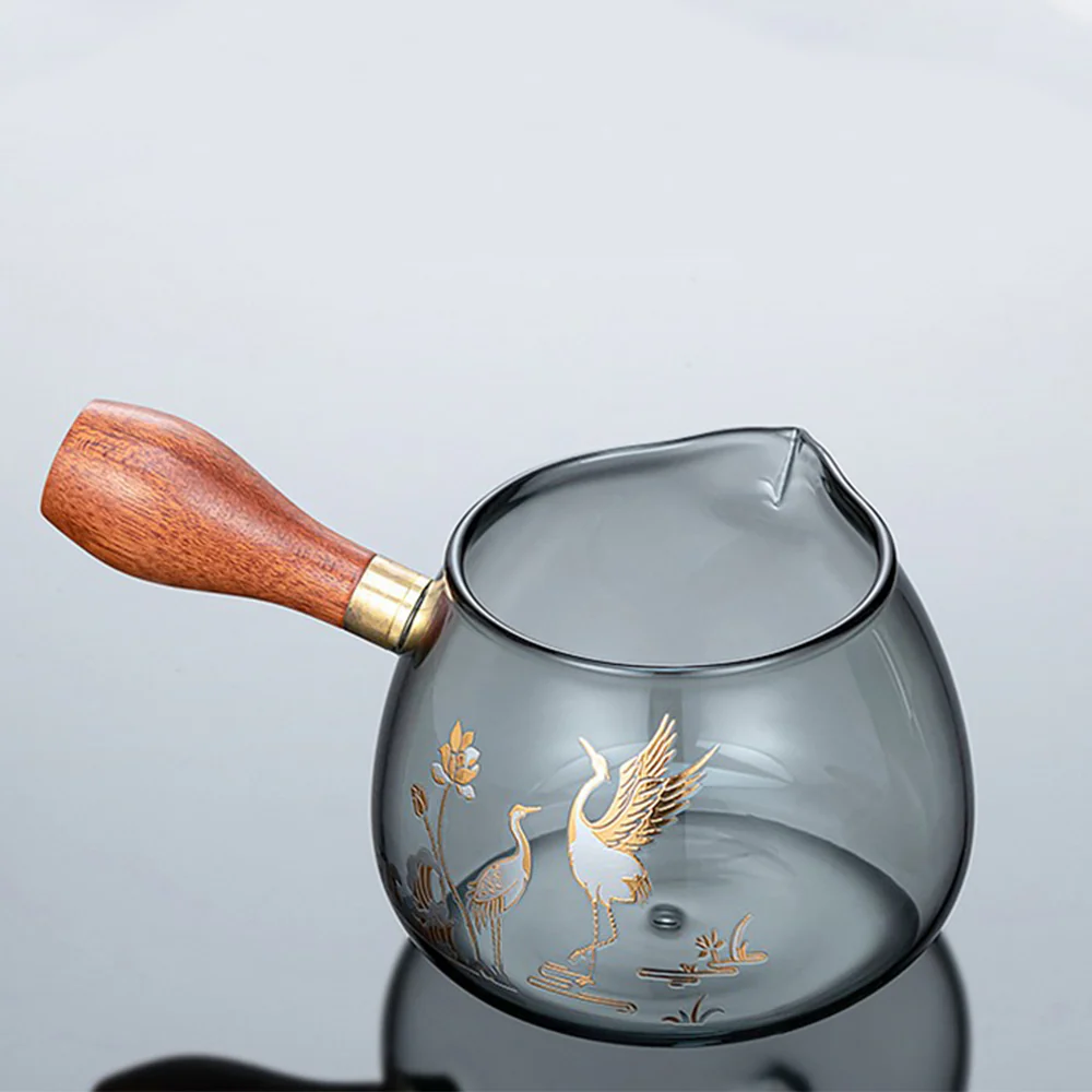Ink Glass Tea Set With Golden Crane - Image 5