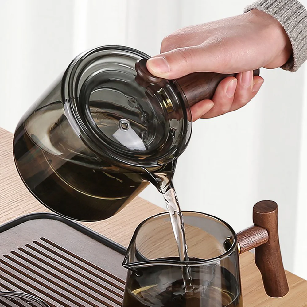 Ink Glass Tea Set With Wooden Handle - Image 3