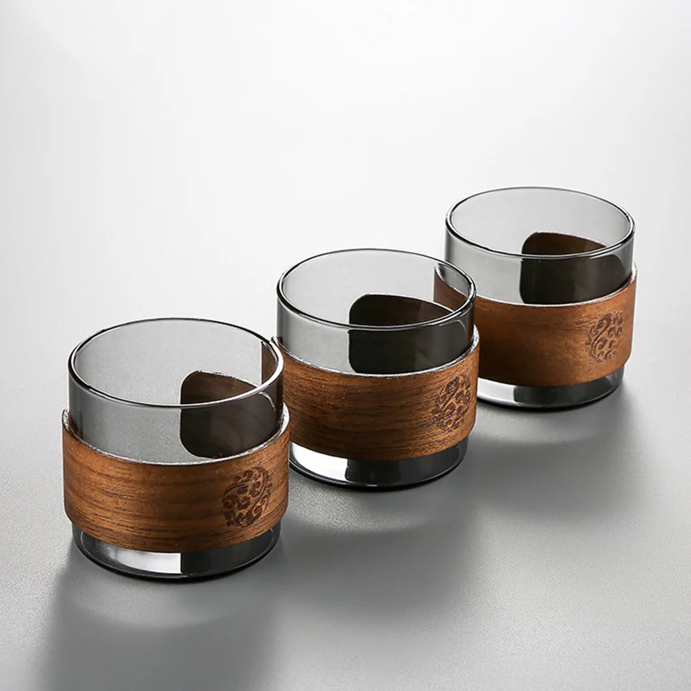 Ink Glass Tea Set With Wooden Handle - Image 5