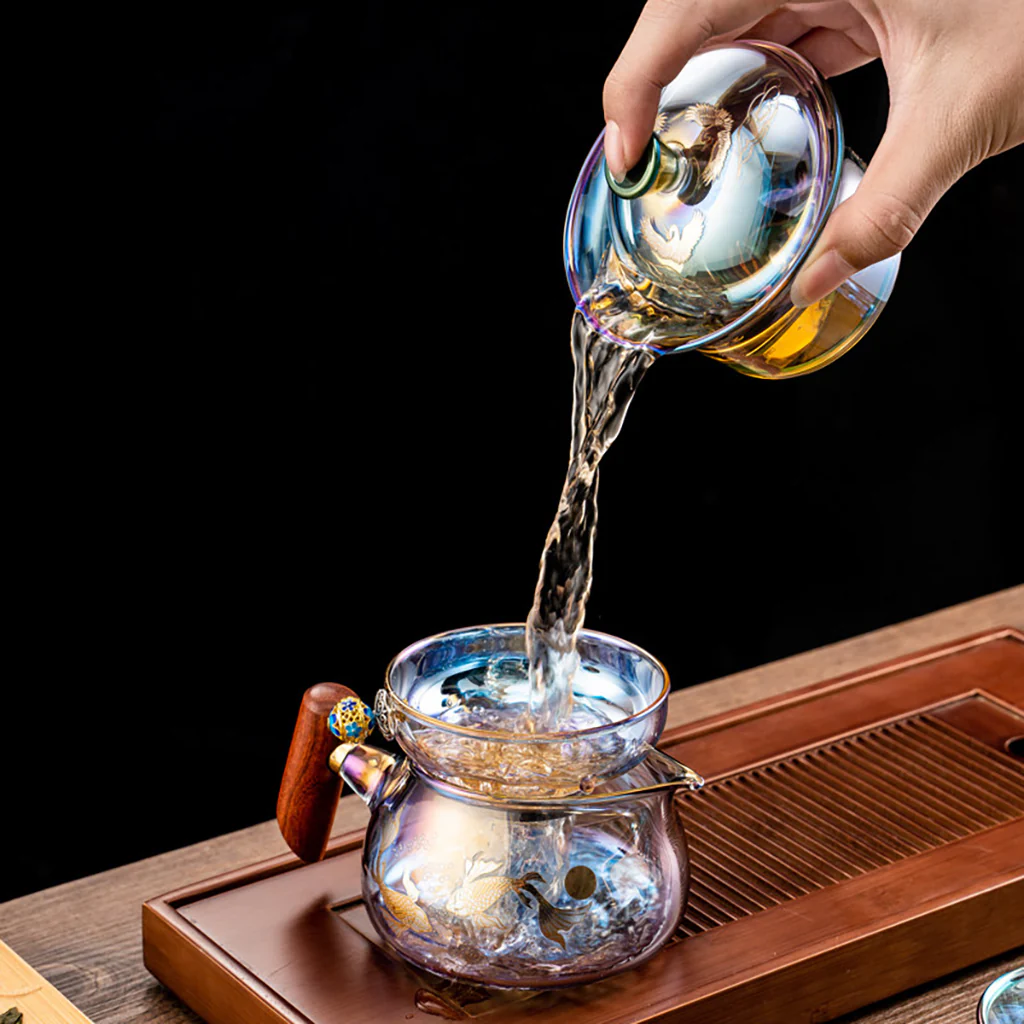 Iridescent High Borosilicate Glass Gaiwan Tea Set - Image 6