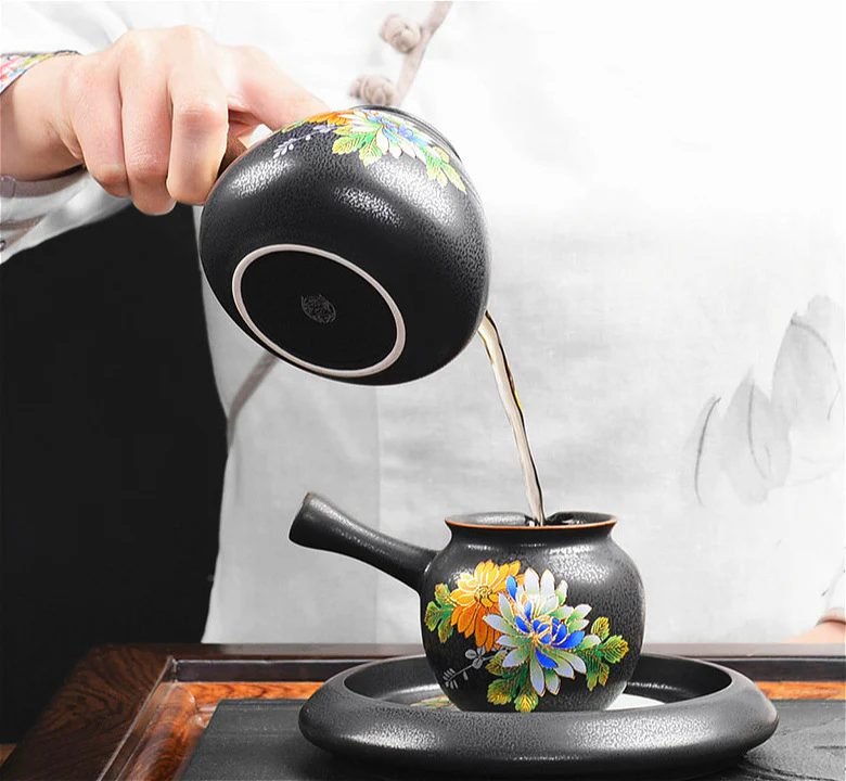 Iron Style Chinese Flowers Tea Set - Image 5
