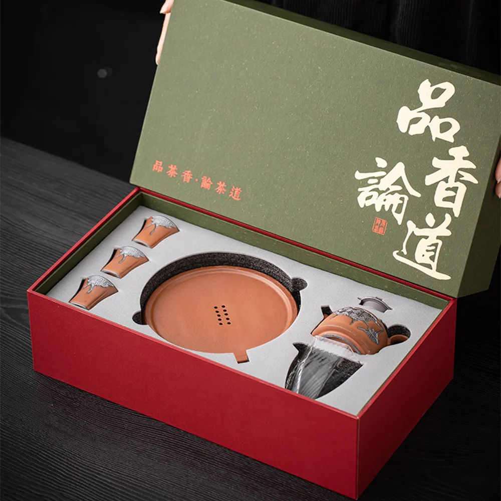 Japanese Auspicious Clouds Pottery Tea Set - Image 6