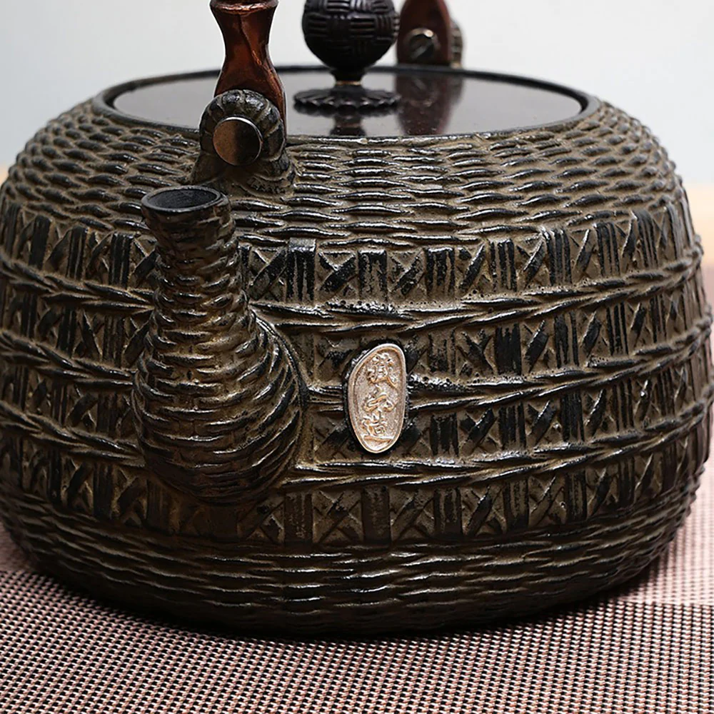 Japanese Bamboo Weaving Cast Iron Teapot - Image 4