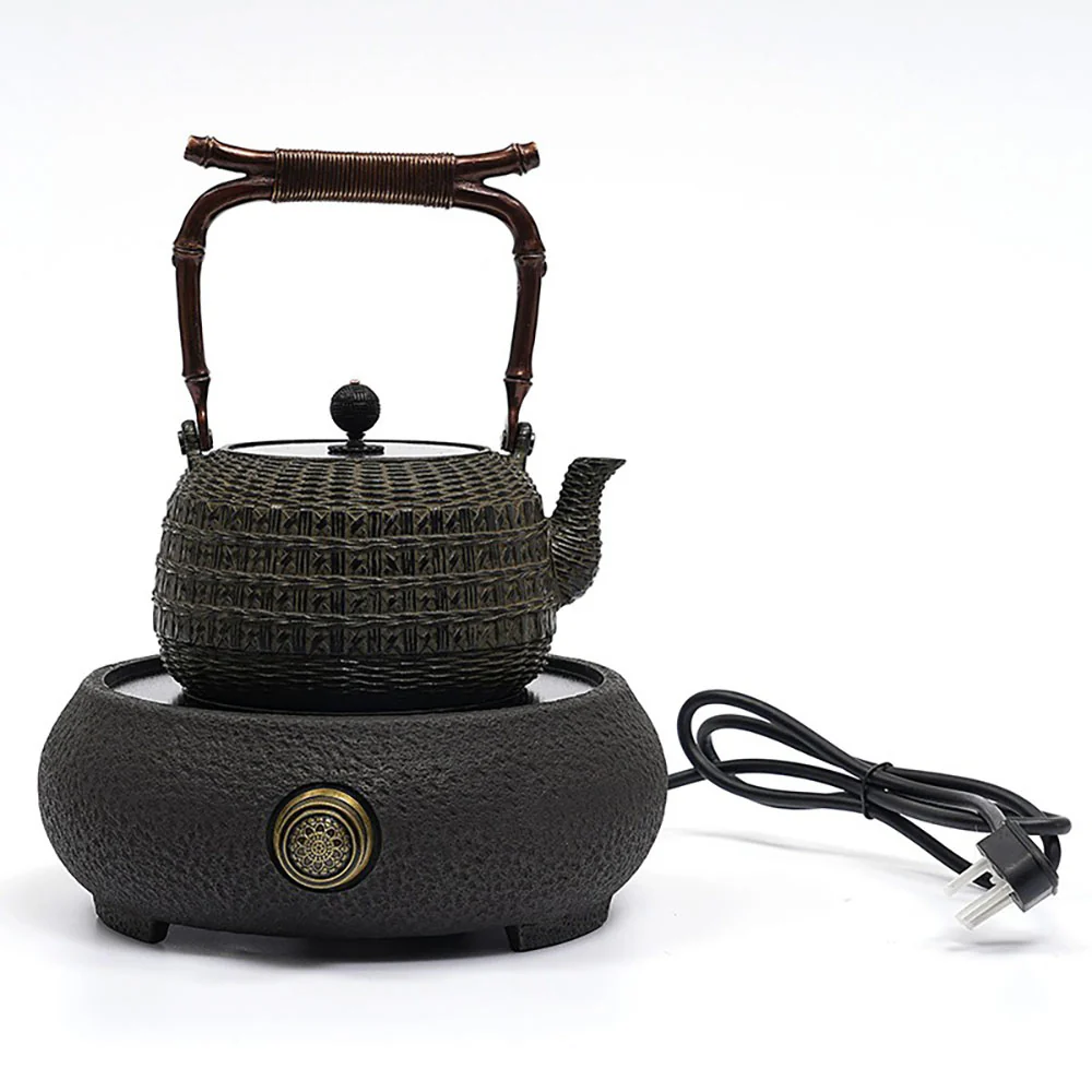 Japanese Bamboo Weaving Cast Iron Teapot - Image 5