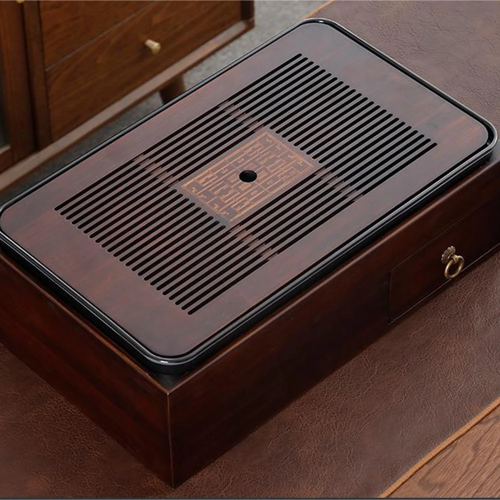 Japanese Black Pottery Tea Set With Storage Box Tray - Image 6