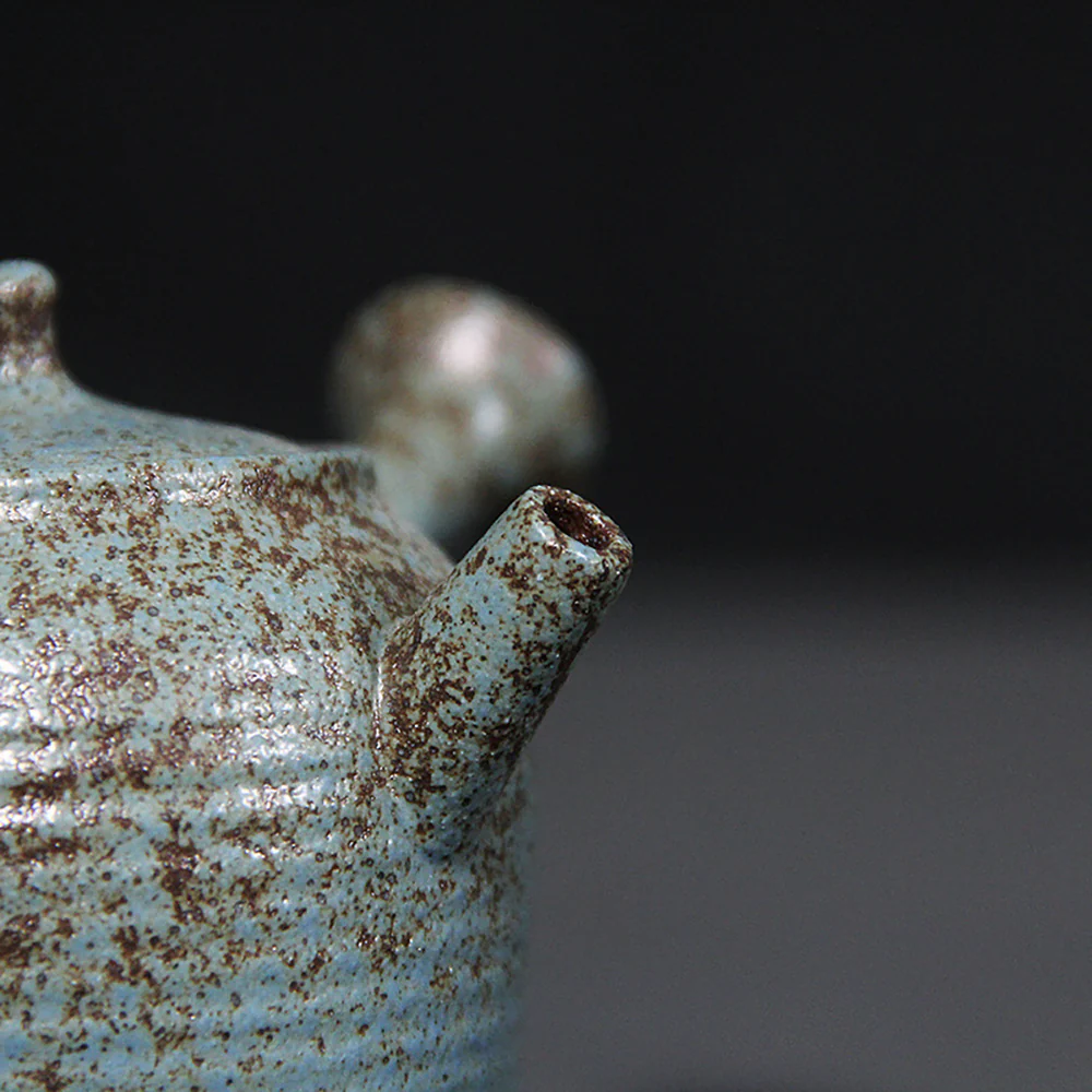Japanese Blue Pottery Side-Handled Teapot - Image 2