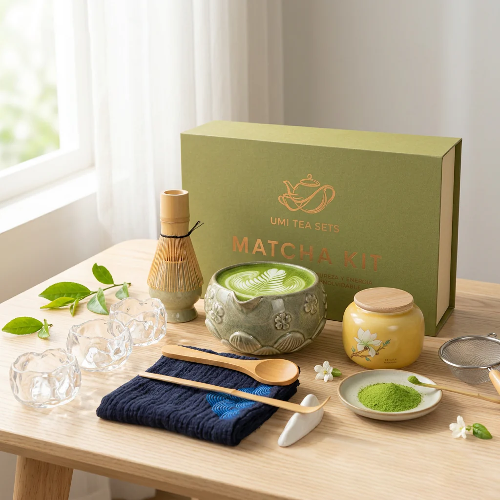 Japanese Celadon Flower Matcha Tea Set