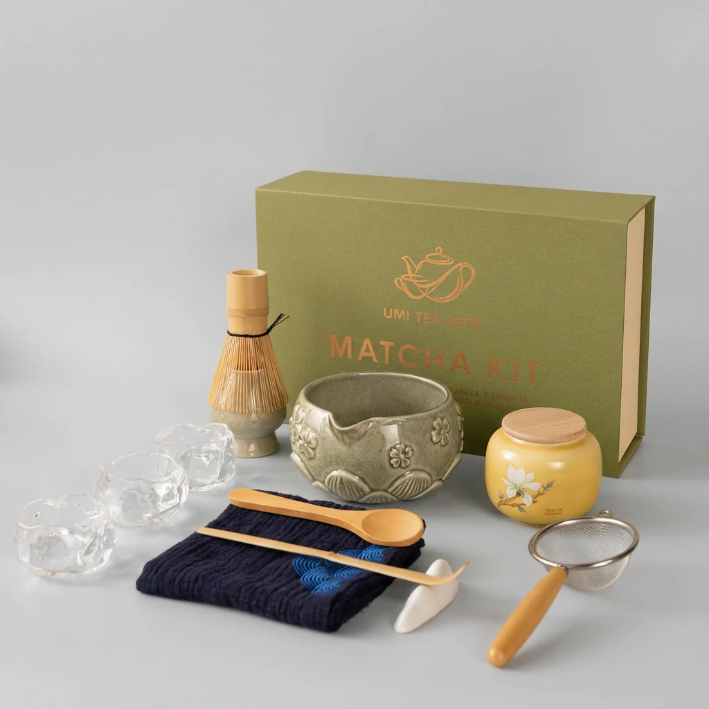Japanese Celadon Flower Matcha Tea Set - Image 2