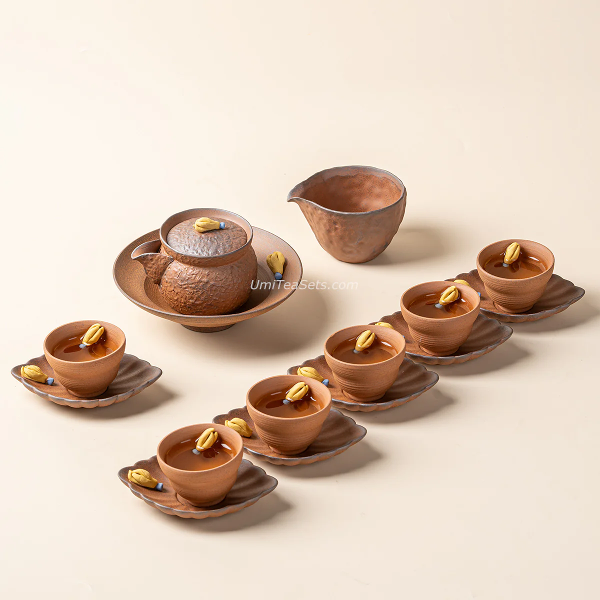 Japanese Coarse Pottery Chayote Tea Set - Image 2