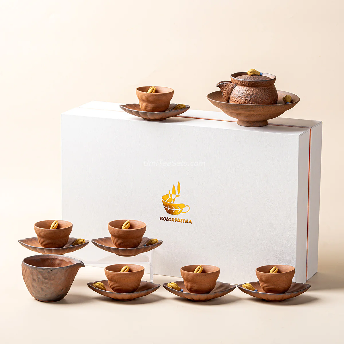 Japanese Coarse Pottery Chayote Tea Set - Image 4