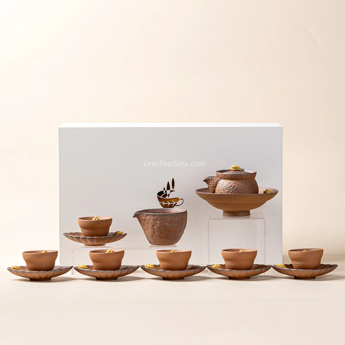 Japanese Coarse Pottery Chayote Tea Set - Image 5