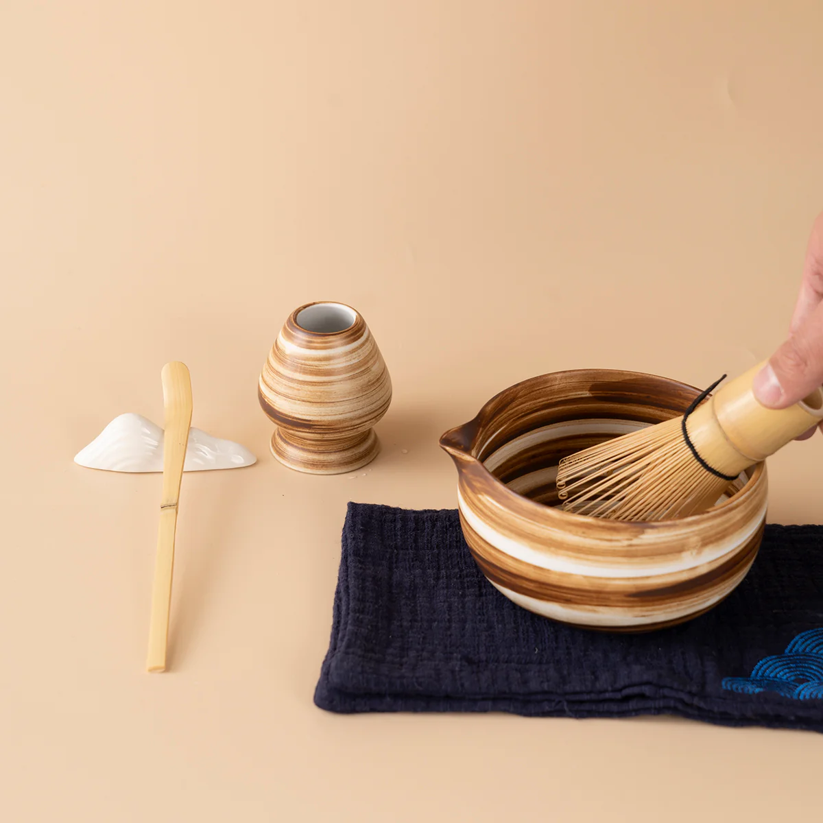 Japanese Coarse Pottery Matcha Tea Set - Image 4