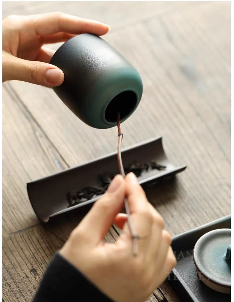Japanese Cyan Ceramic Tea Set - Image 5