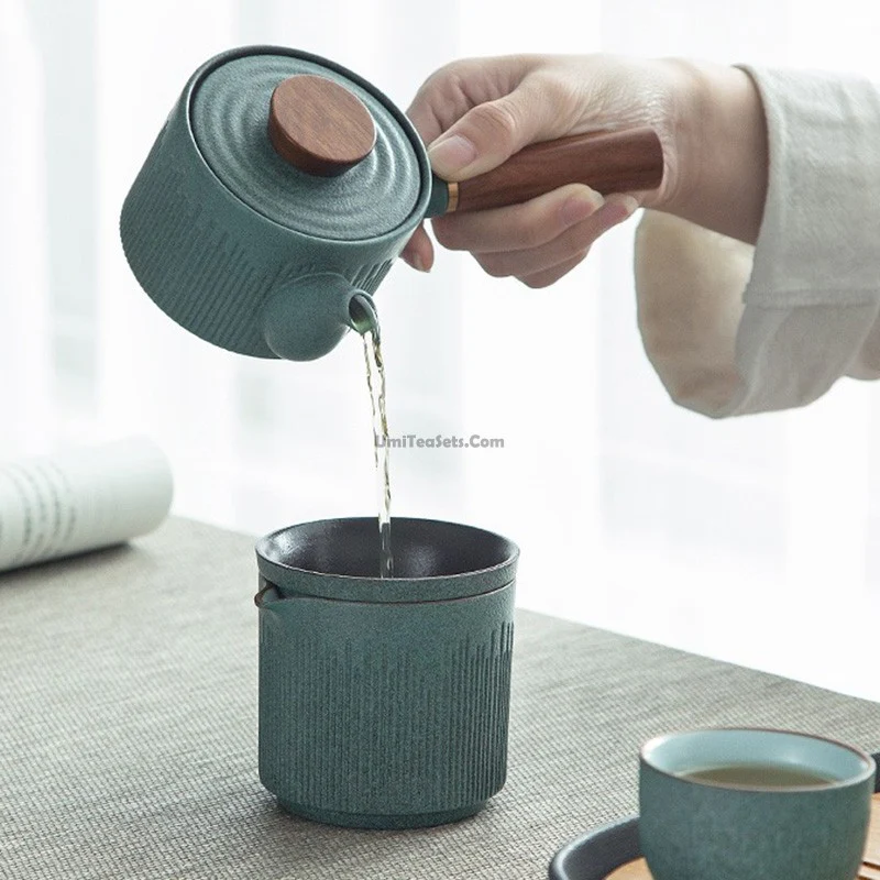 Japanese Cyan Stone Glazed Tea Set - Image 3