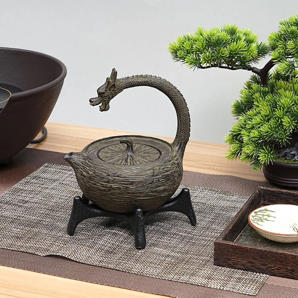 Japanese Dragon Handle Cast Iron Teapot - Image 3