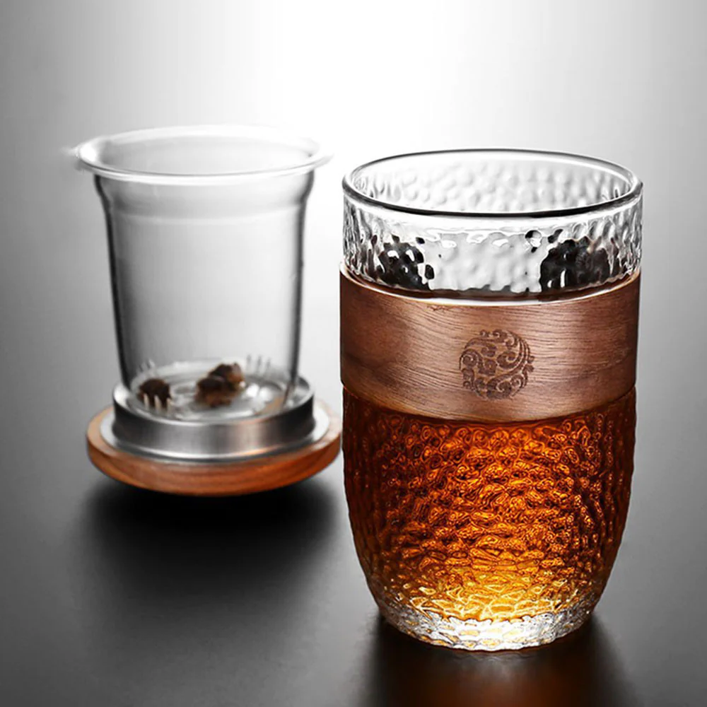 Japanese Glass Tea Cup With Wooden Lid - Image 4