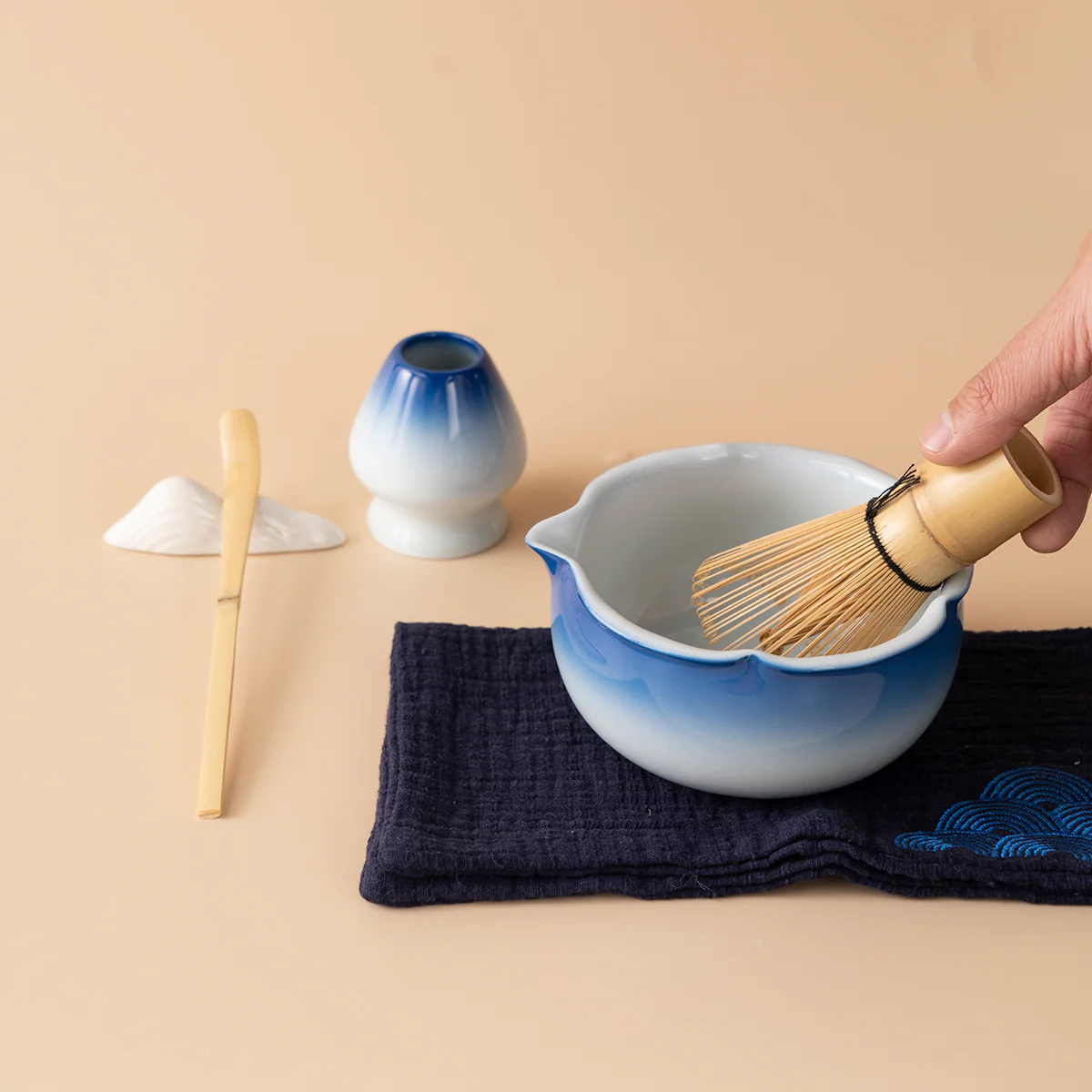 Japanese Gradient Blue Matcha Tea Set - Image 4