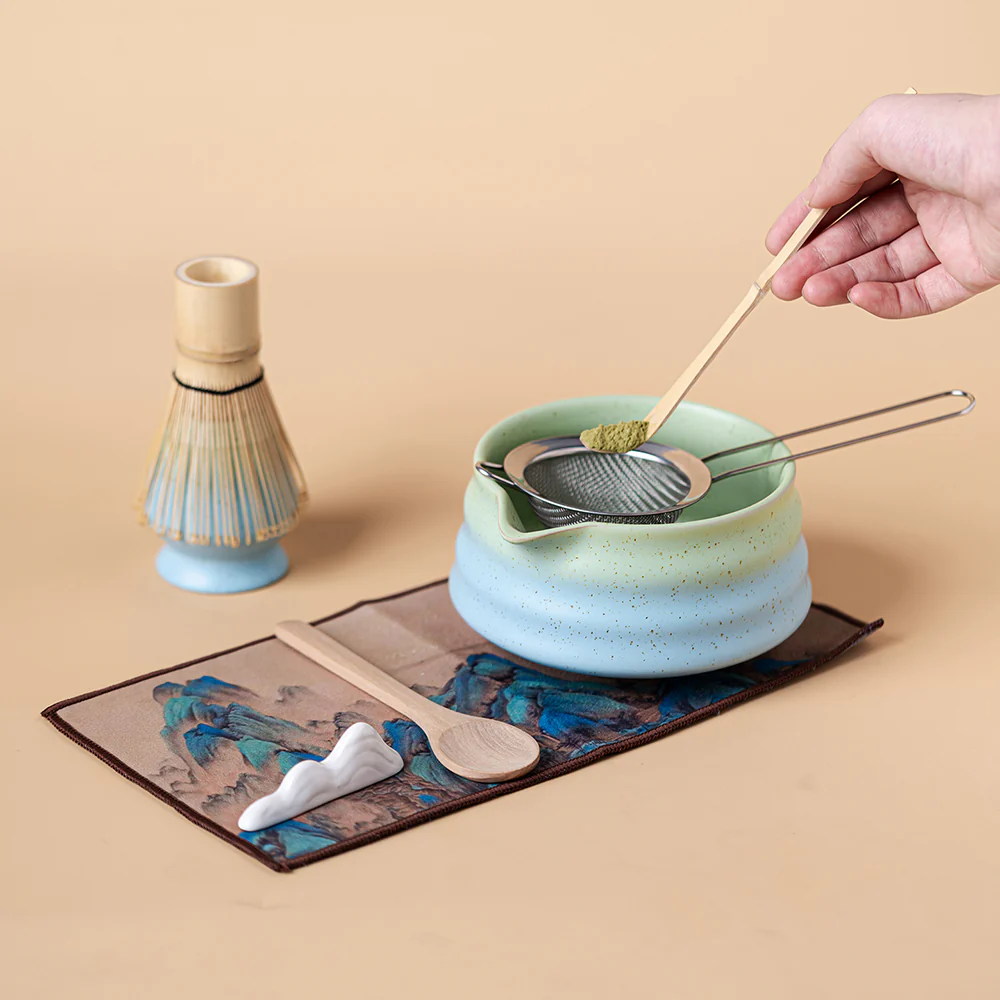 Japanese Gradient Green & Blue Matcha Tea Set - Image 2