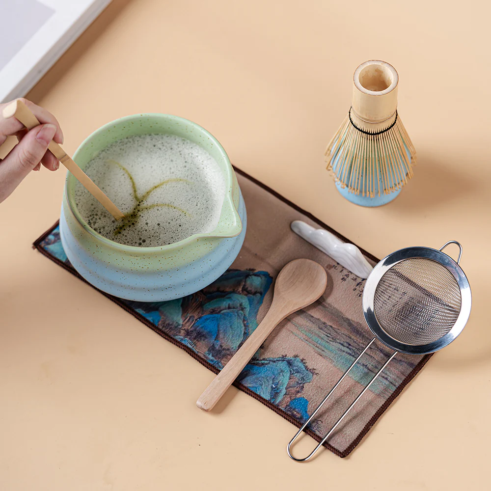 Japanese Gradient Green & Blue Matcha Tea Set - Image 3